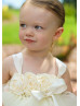 Ivory Tulle Wedding Flower Girl Dress With Flowers